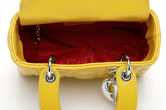 mini lady dior lambskin leather bag 6328 lemonyellow